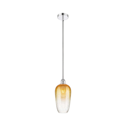 Innovations Brookhaven Flute 7in 1-Light Mini Pendant | Industrial Polished Chrome Steel and Amber Glass | Kitchen Island & | Model 616-1S-PC-G484-7AM