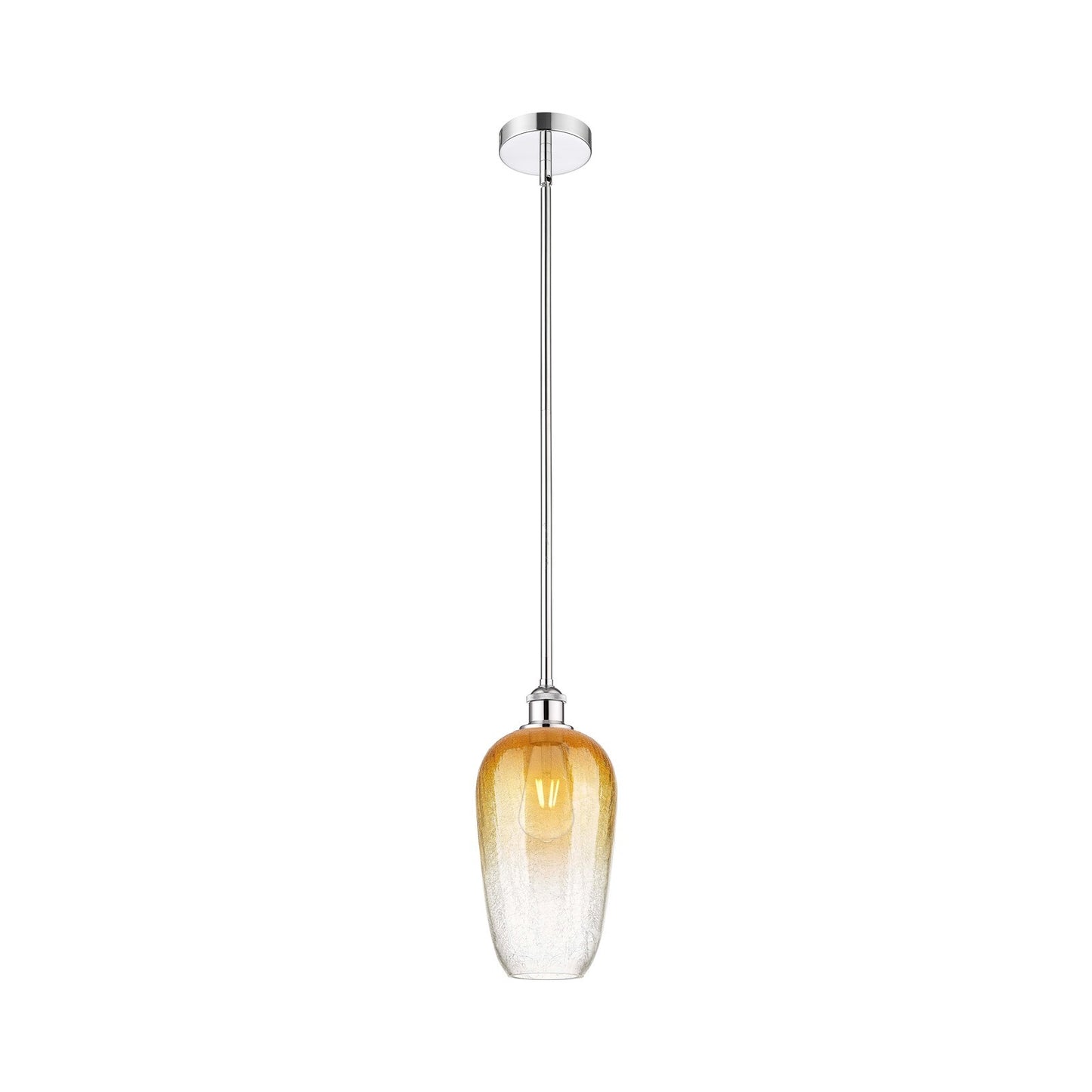 Innovations Brookhaven Flute 7in 1-Light Mini Pendant | Industrial Polished Chrome Steel and Amber Glass | Kitchen Island & | Model 616-1S-PC-G484-7AM