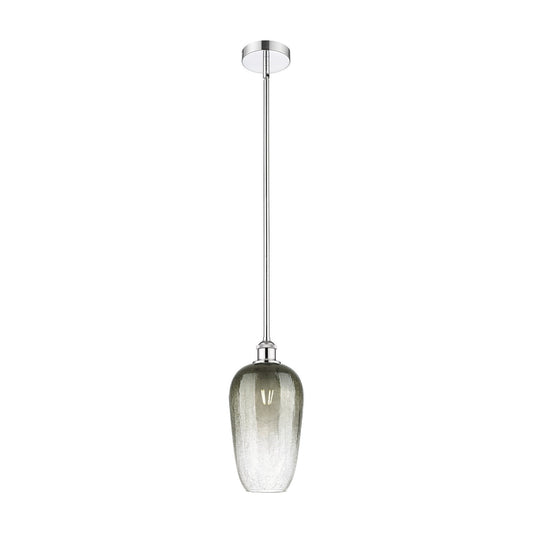 Innovations Brookhaven Flute 7in 1-Light Mini Pendant | Industrial Polished Chrome Steel and Matte Black Glass | Kitchen Island | Model 616-1S-PC-G484-7SL