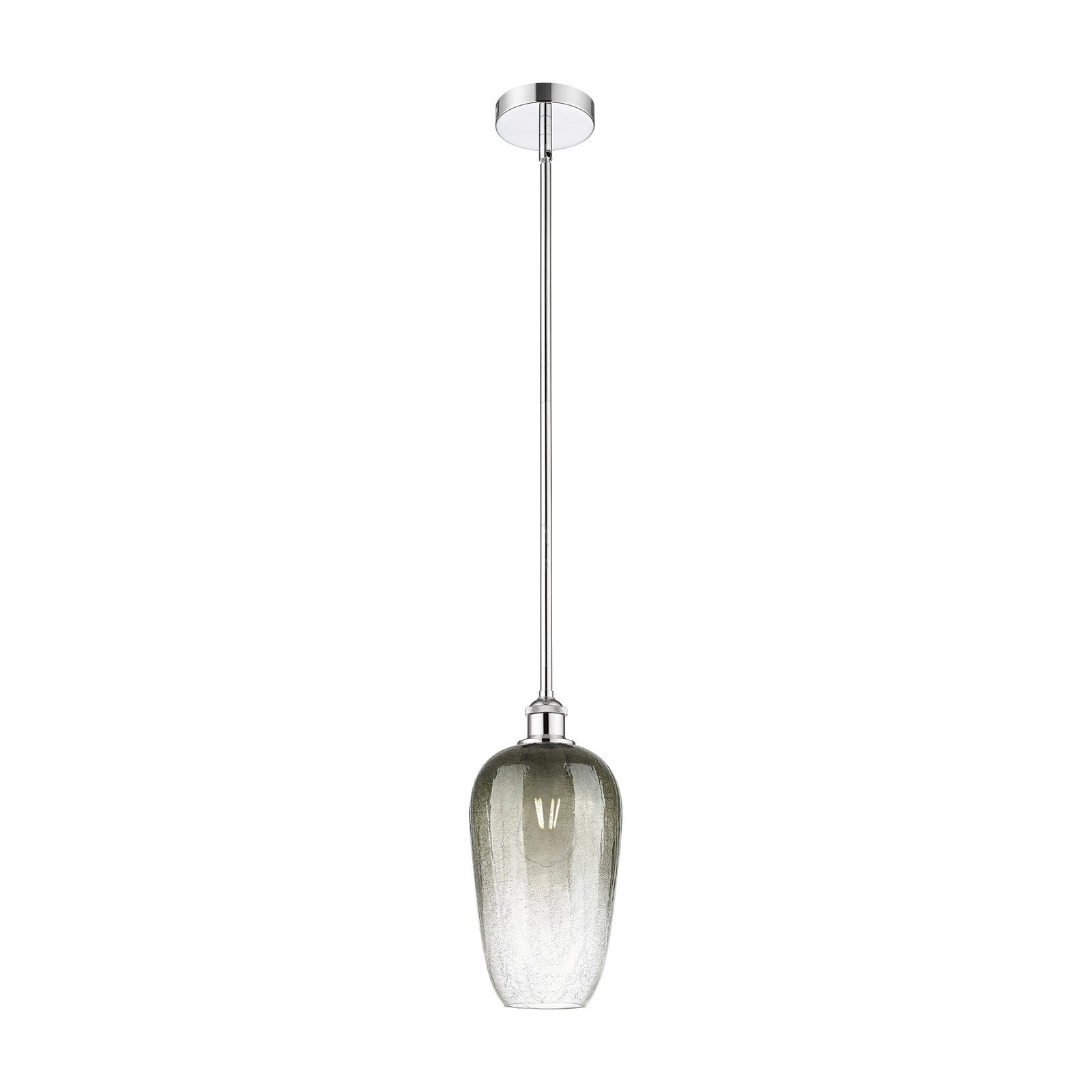 Innovations Brookhaven Flute 7in 1-Light Mini Pendant | Industrial Polished Chrome Steel and Matte Black Glass | Kitchen Island | Model 616-1S-PC-G484-7SL
