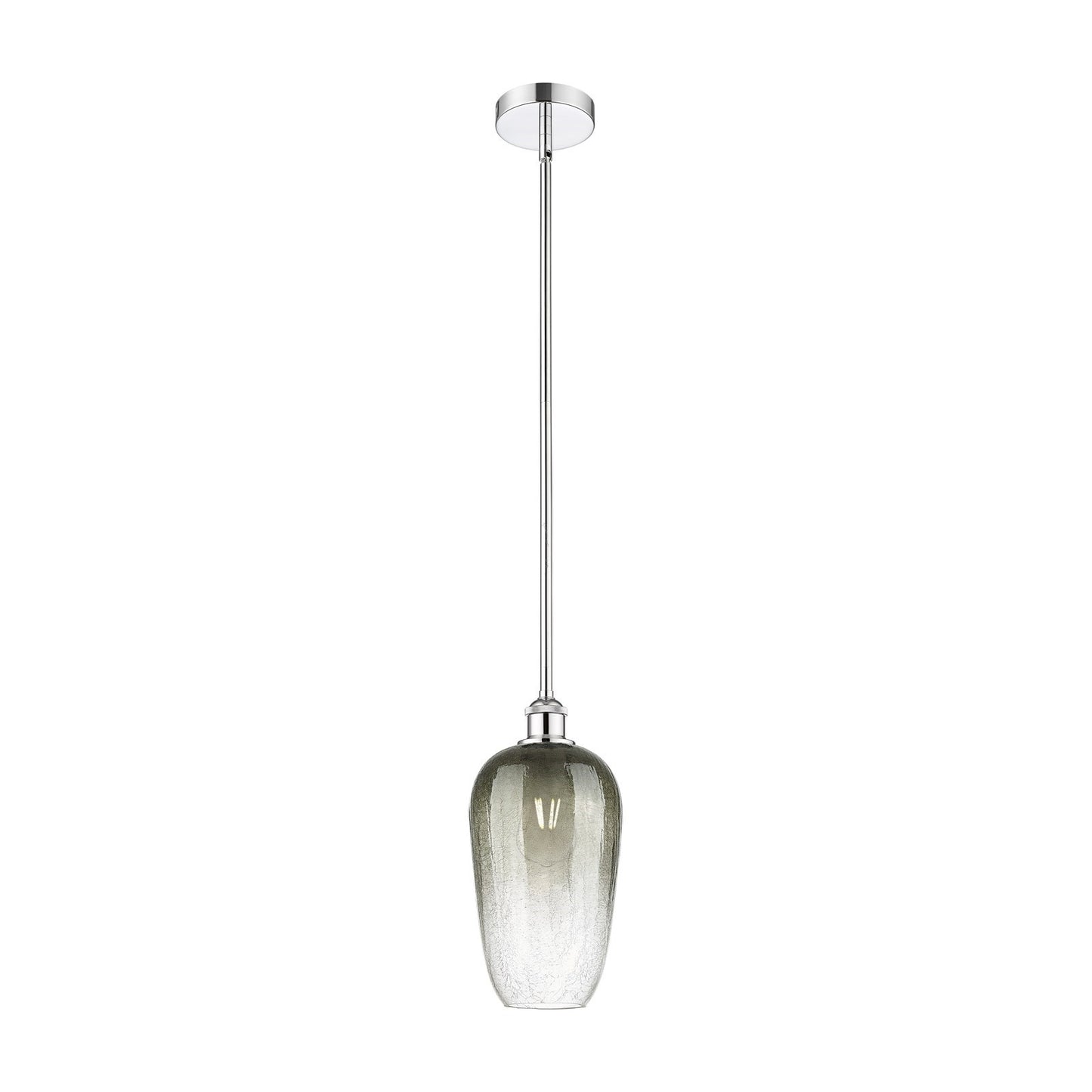 Innovations Brookhaven Flute 7in 1-Light Mini Pendant | Industrial Polished Chrome Steel and Matte Black Glass | Kitchen Island | Model 616-1S-PC-G484-7SL