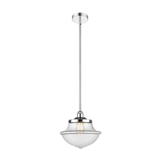 Innovations Oxford 12in 1-Light Mini Pendant | Industrial Polished Chrome Steel and Clear Glass | Kitchen Island & Dining Room | Model 616-1S-PC-G542