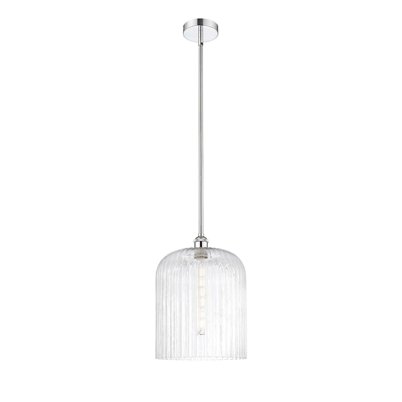 Innovations Bridal Veil 5in 1-Light Mini Pendant | Art Nouveau Polished Chrome Steel and Clear Ribbed Glass | Kitchen Island & | Model 616-1S-PC-G559-12CL
