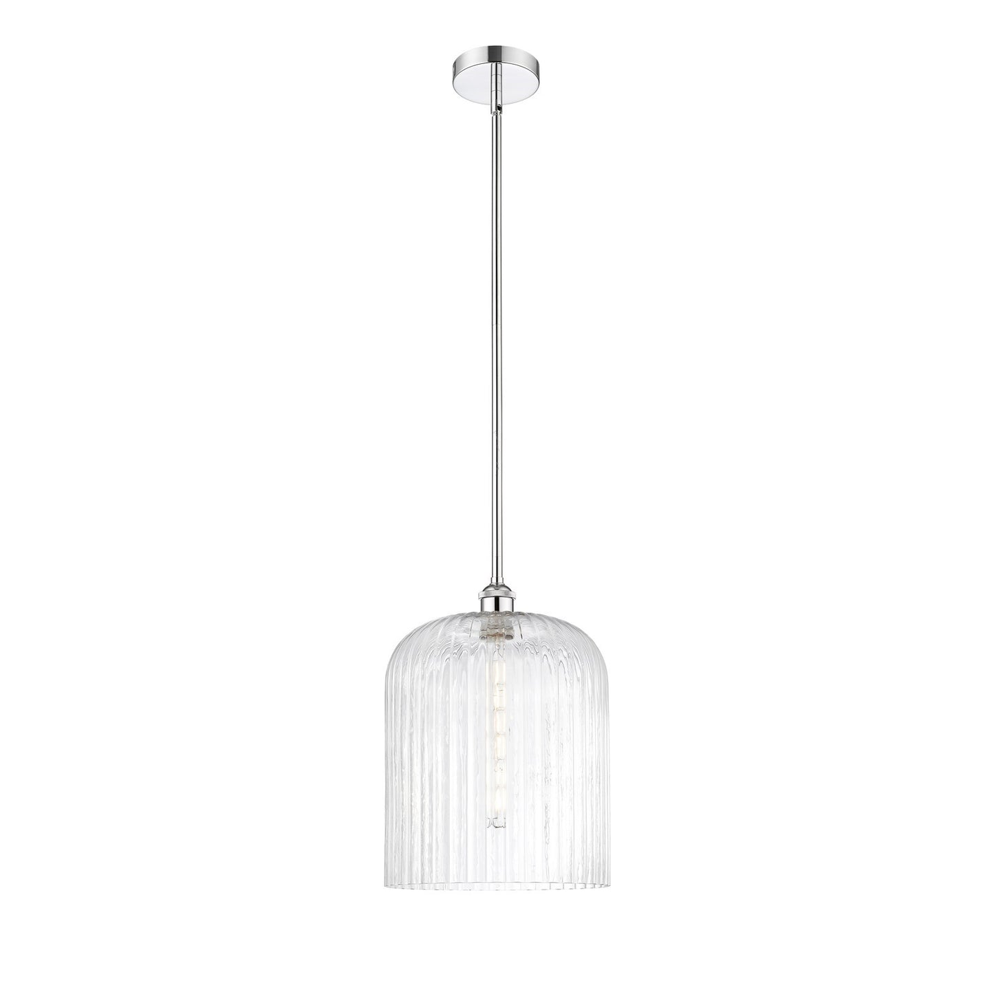 Innovations Bridal Veil 5in 1-Light Mini Pendant | Art Nouveau Polished Chrome Steel and Clear Ribbed Glass | Kitchen Island & | Model 616-1S-PC-G559-12CL