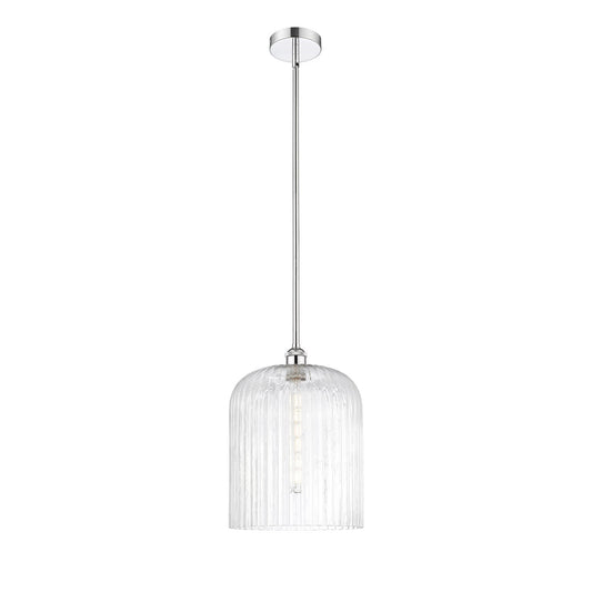 Innovations Bridal Veil 5in 1-Light Mini Pendant | Art Nouveau Polished Chrome Steel and Clear Ribbed Glass | Kitchen Island & | Model 616-1S-PC-G559-12CL