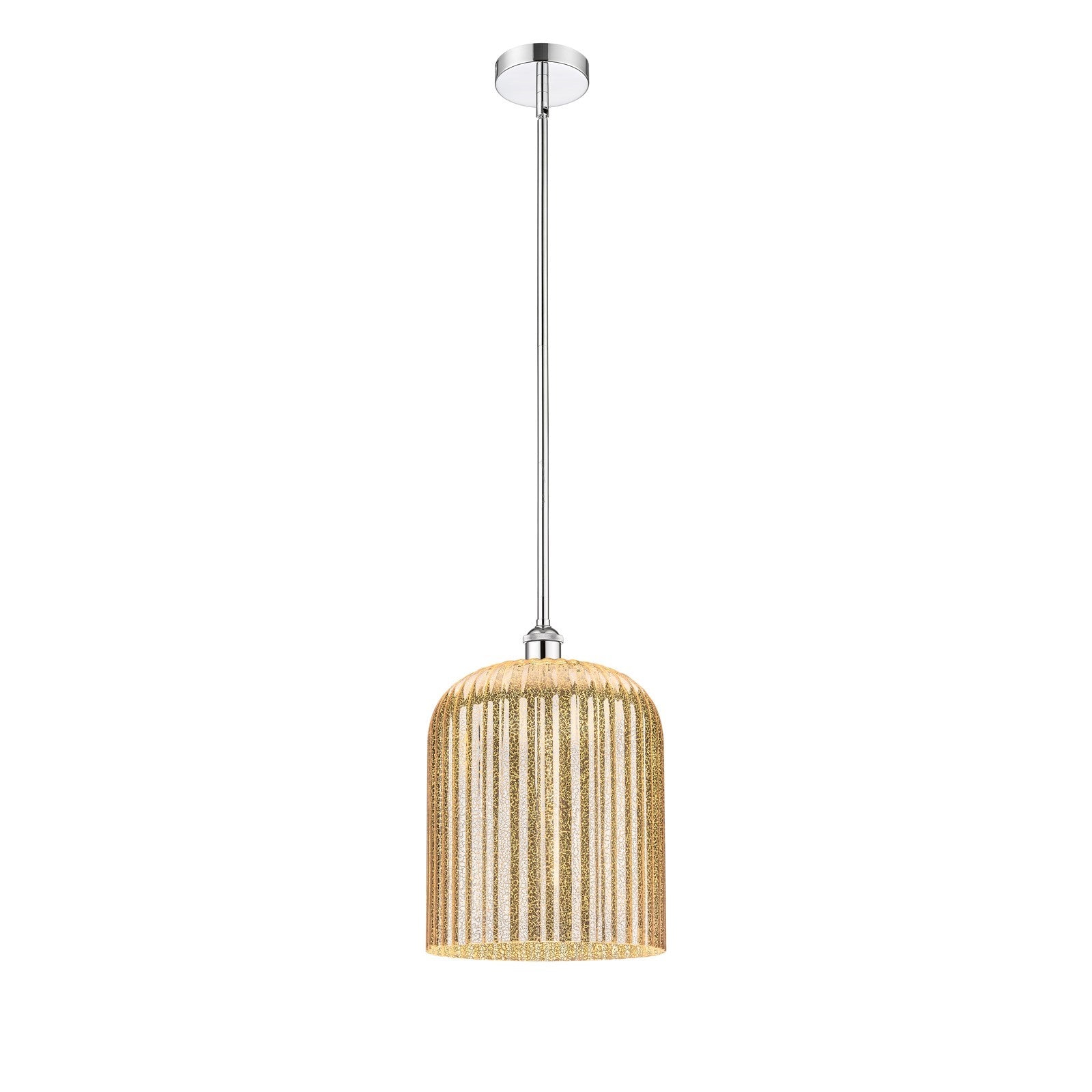 Innovations Bridal Veil 5in 1-Light Mini Pendant | Art Nouveau Polished Chrome and Mercury Ribbed Glass | Kitchen Island & | Model 616-1S-PC-G559-12ME