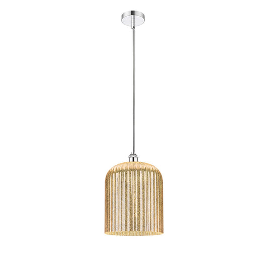 Innovations Bridal Veil 5in 1-Light Mini Pendant | Art Nouveau Polished Chrome and Mercury Ribbed Glass | Kitchen Island & | Model 616-1S-PC-G559-12ME