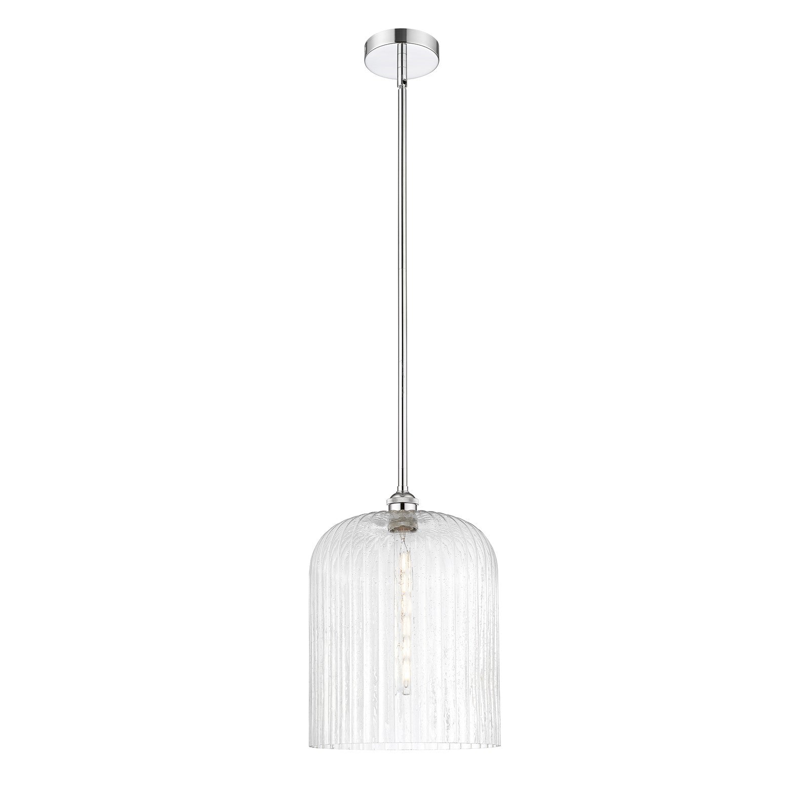 Innovations Bridal Veil 5in 1-Light Mini Pendant | Art Nouveau Polished Chrome Steel and Seedy Ribbed Glass | Kitchen Island | Model 616-1S-PC-G559-12SDY