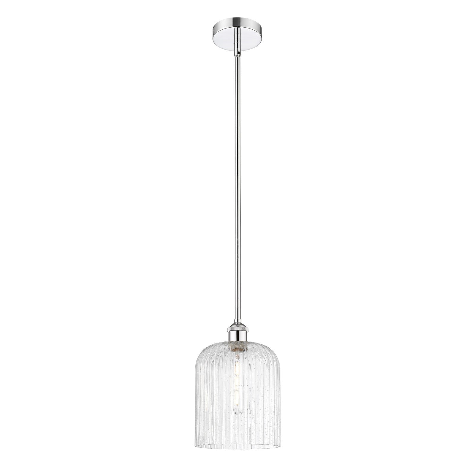 Innovations Bridal Veil 5in 1-Light Mini Pendant | Art Nouveau Polished Chrome Steel and Seedy Ribbed Glass | Kitchen Island & | Model 616-1S-PC-G559-8SDY