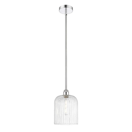 Innovations Bridal Veil 5in 1-Light Mini Pendant | Art Nouveau Polished Chrome Steel and Seedy Ribbed Glass | Kitchen Island & | Model 616-1S-PC-G559-8SDY
