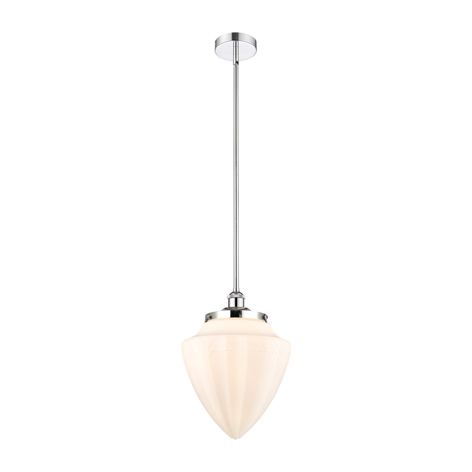 Innovations Bridgeton 12in 1-Light Mini Pendant | Traditional Polished Chrome and Matte White Frosted Glass | Kitchen Island & | Model 616-1S-PC-G661-12