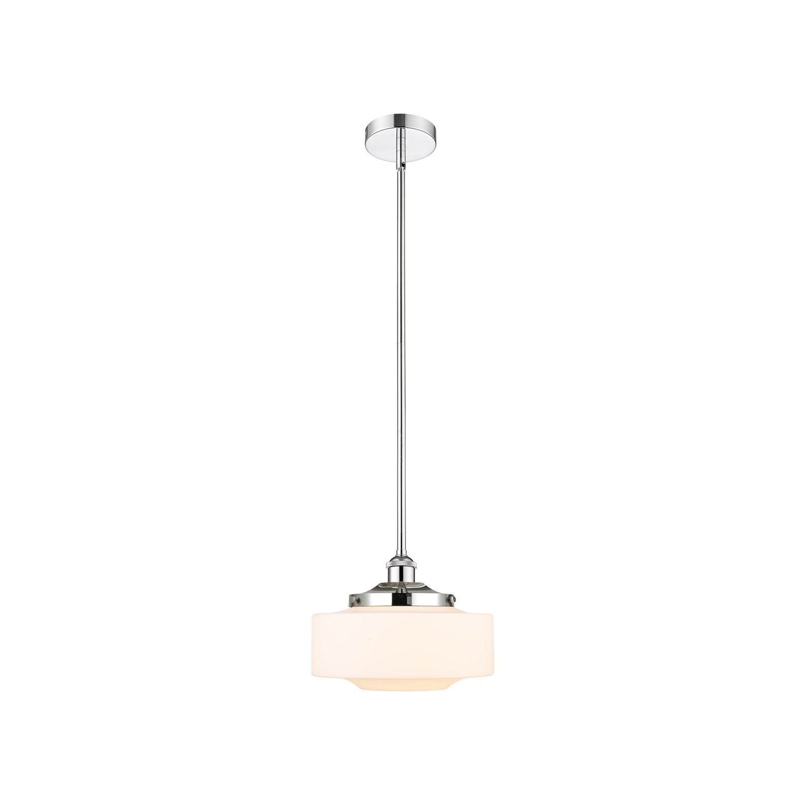 Innovations Bridgeton 12in 1-Light Mini Pendant | Traditional Polished Chrome and Matte White Frosted Glass | Kitchen Island & | Model 616-1S-PC-G691-12