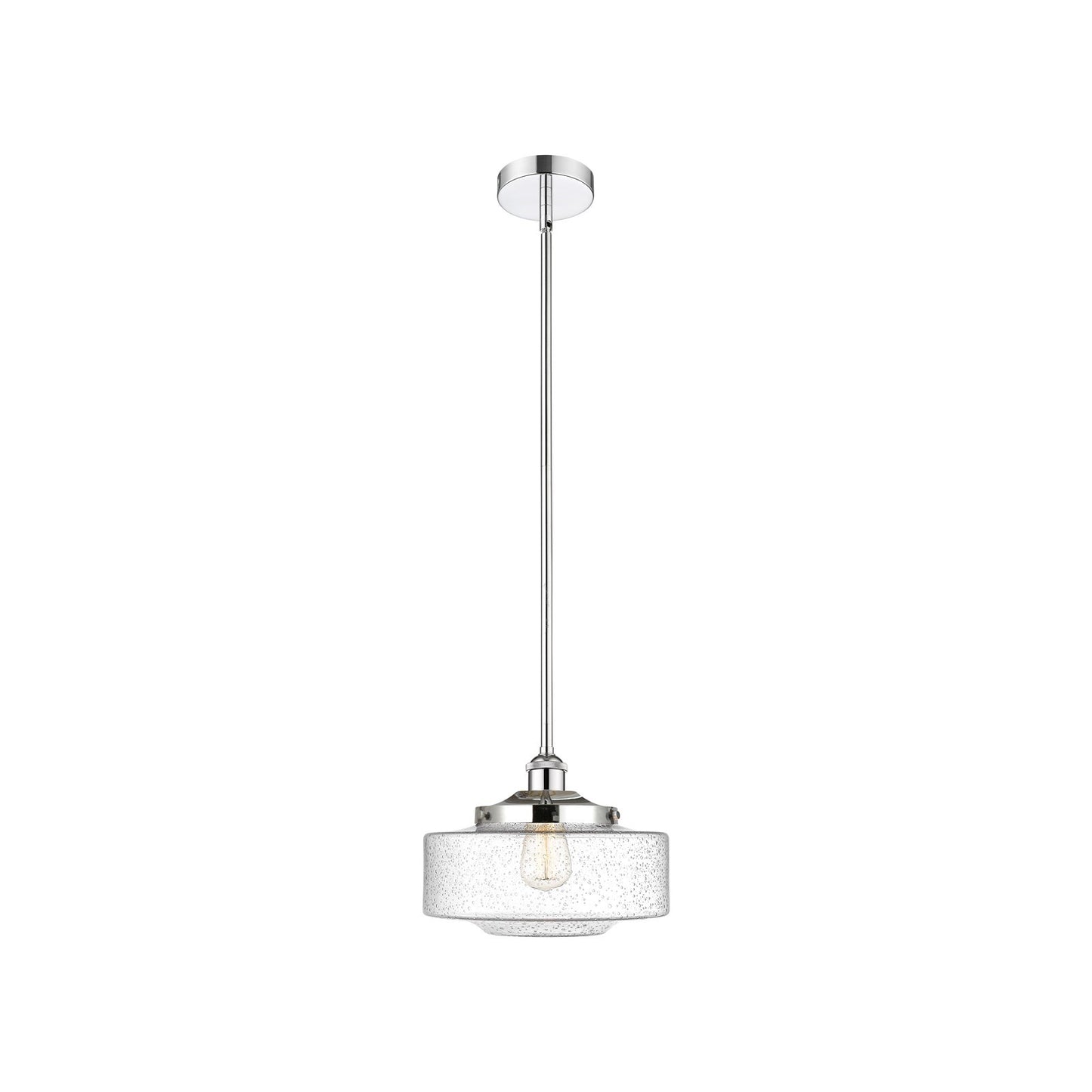 Innovations Bridgeton 12in 1-Light Mini Pendant | Traditional Polished Chrome Steel and Seedy Glass | Kitchen Island & Dining | Model 616-1S-PC-G694-12