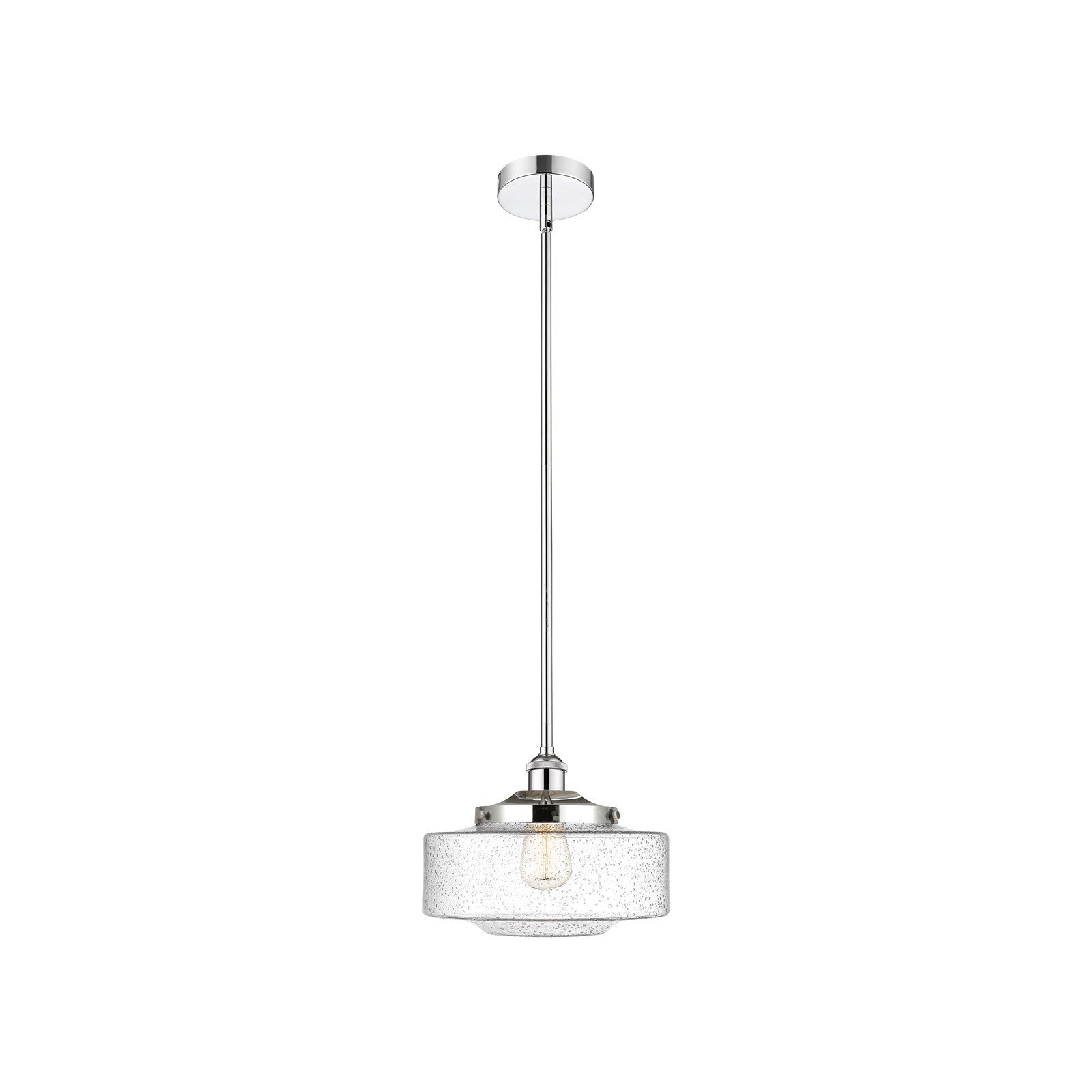 Innovations Bridgeton 12in 1-Light Mini Pendant | Traditional Polished Chrome Steel and Seedy Glass | Kitchen Island & Dining | Model 616-1S-PC-G694-12
