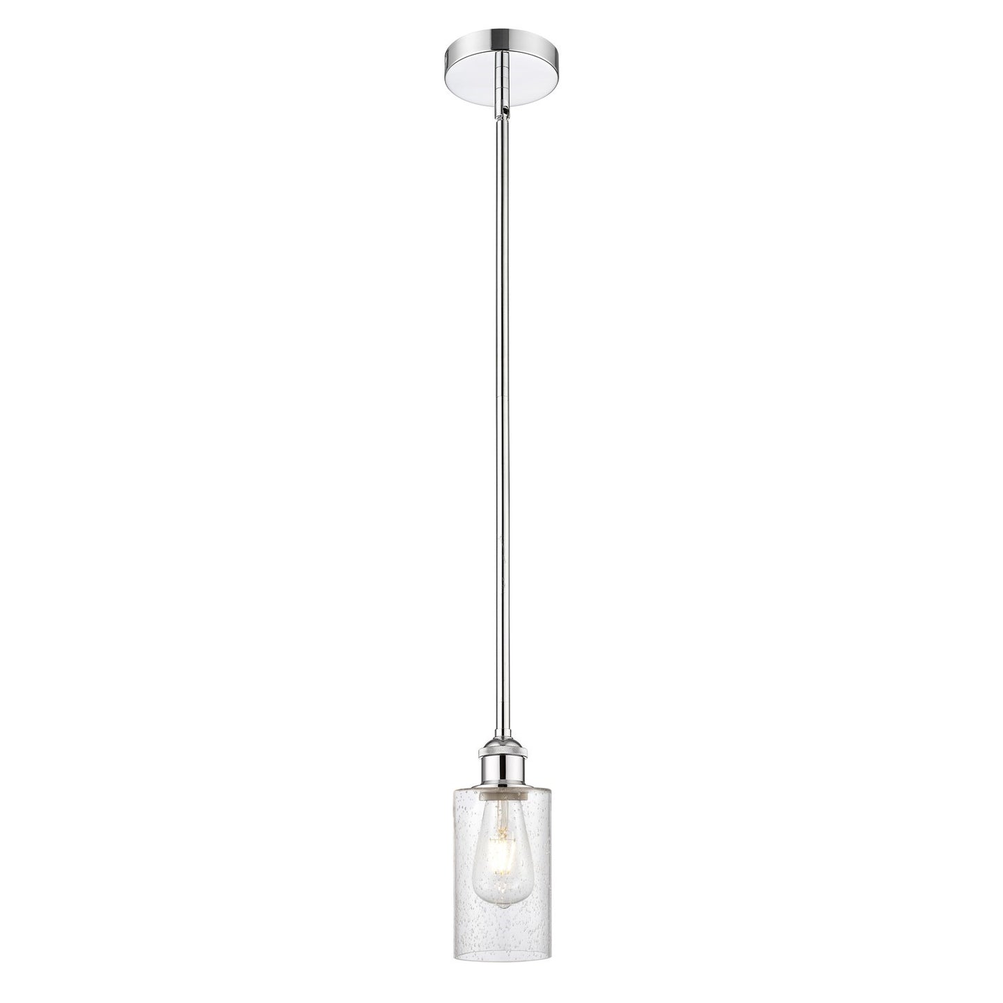 Innovations Lighting Clymer 4in 1-Light Mini Pendant | Art Nouveau Polished Chrome Steel and Seedy Glass | Kitchen Island & Dining | Model 616-1S-PC-G804