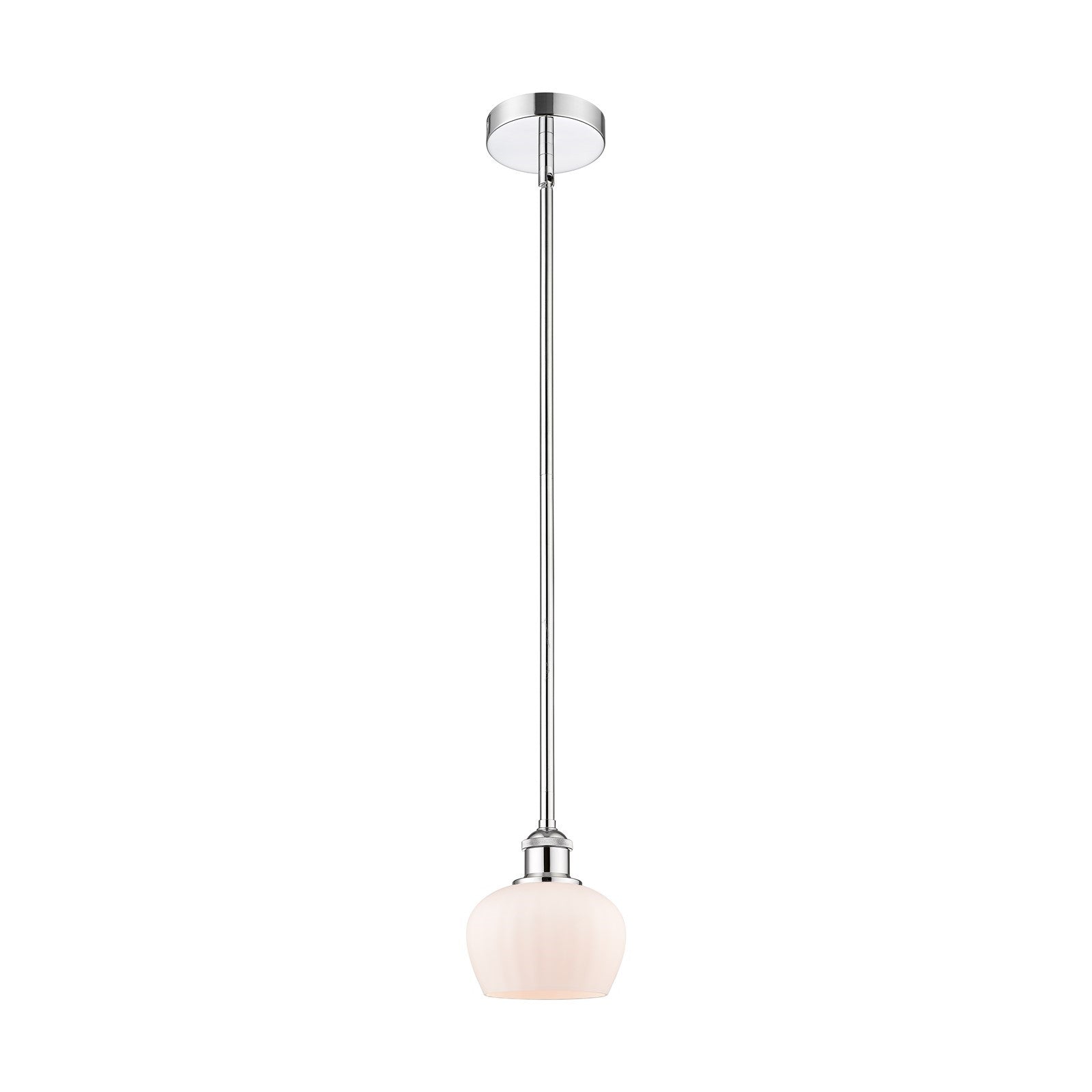Innovations Fenton 7in 1-Light Mini Pendant | Art Nouveau Industrial Polished Chrome and Matte White Ribbed Glass | Kitchen Island & | Model 616-1S-PC-G91
