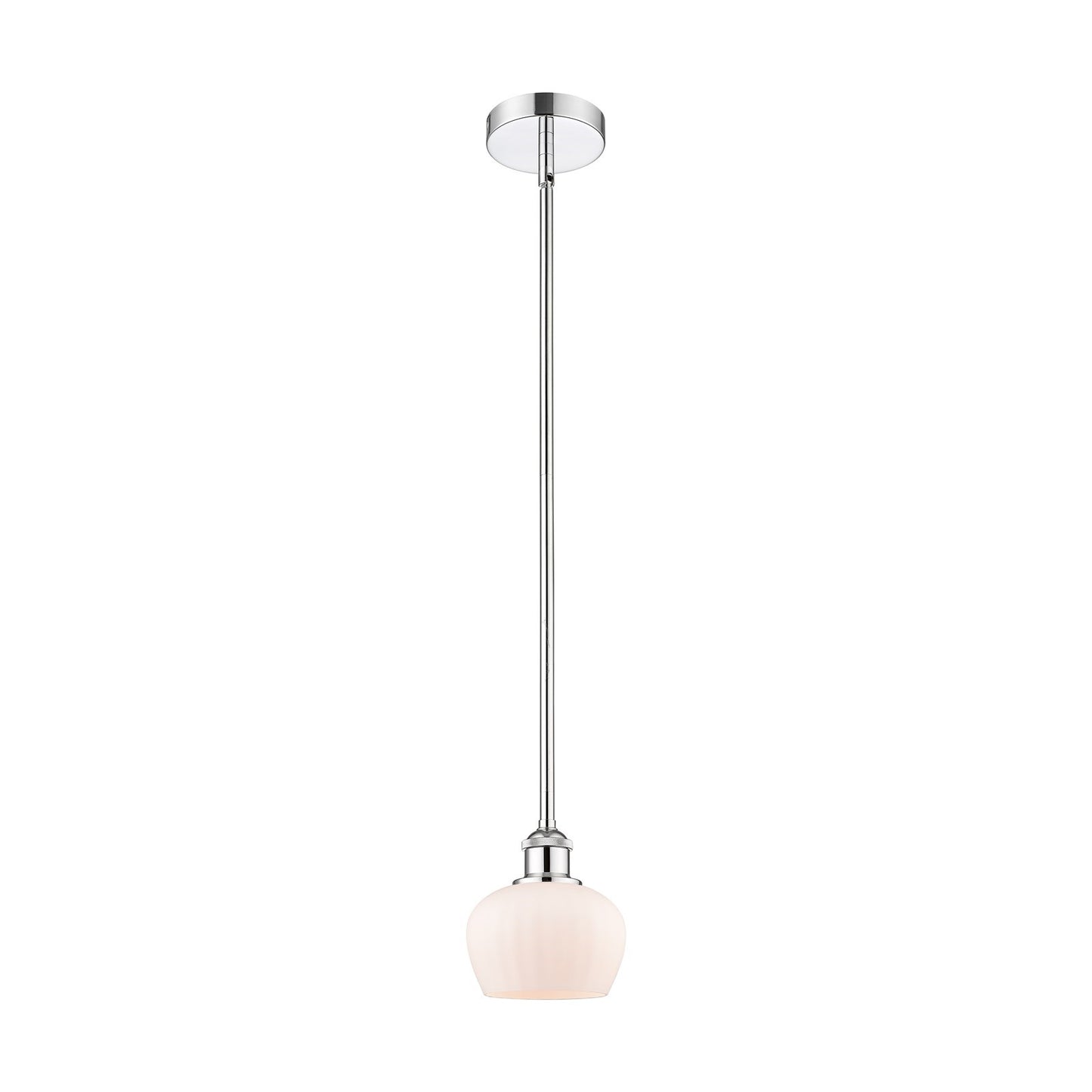 Innovations Fenton 7in 1-Light Mini Pendant | Art Nouveau Polished Chrome and Matte White Ribbed Glass | Kitchen Island & Dining | Model 616-1S-PC-G91-LED