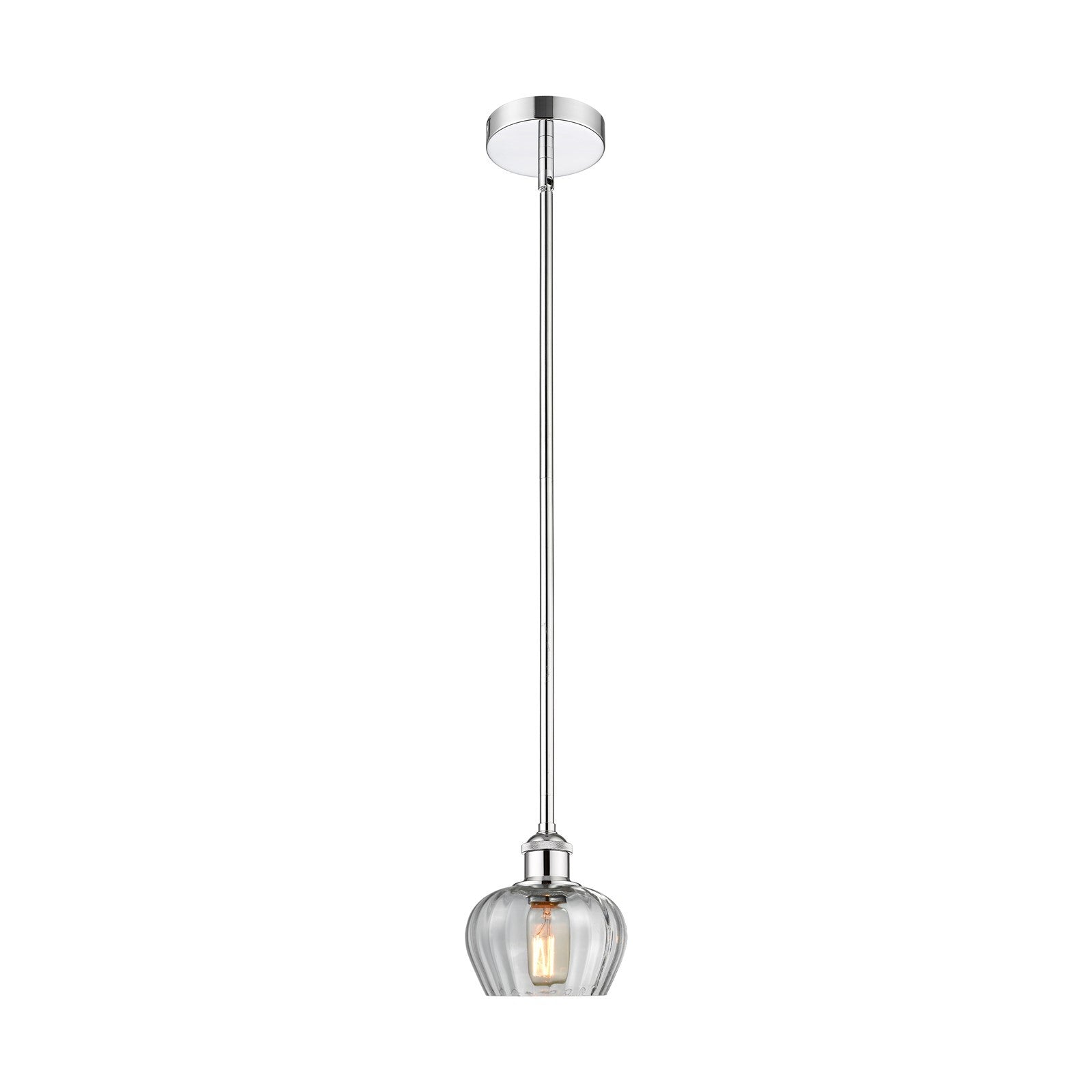 Innovations Fenton 7in 1-Light Mini Pendant | Industrial Polished Chrome Steel and Clear Ribbed Glass | Kitchen Island & Dining | Model 616-1S-PC-G92-LED