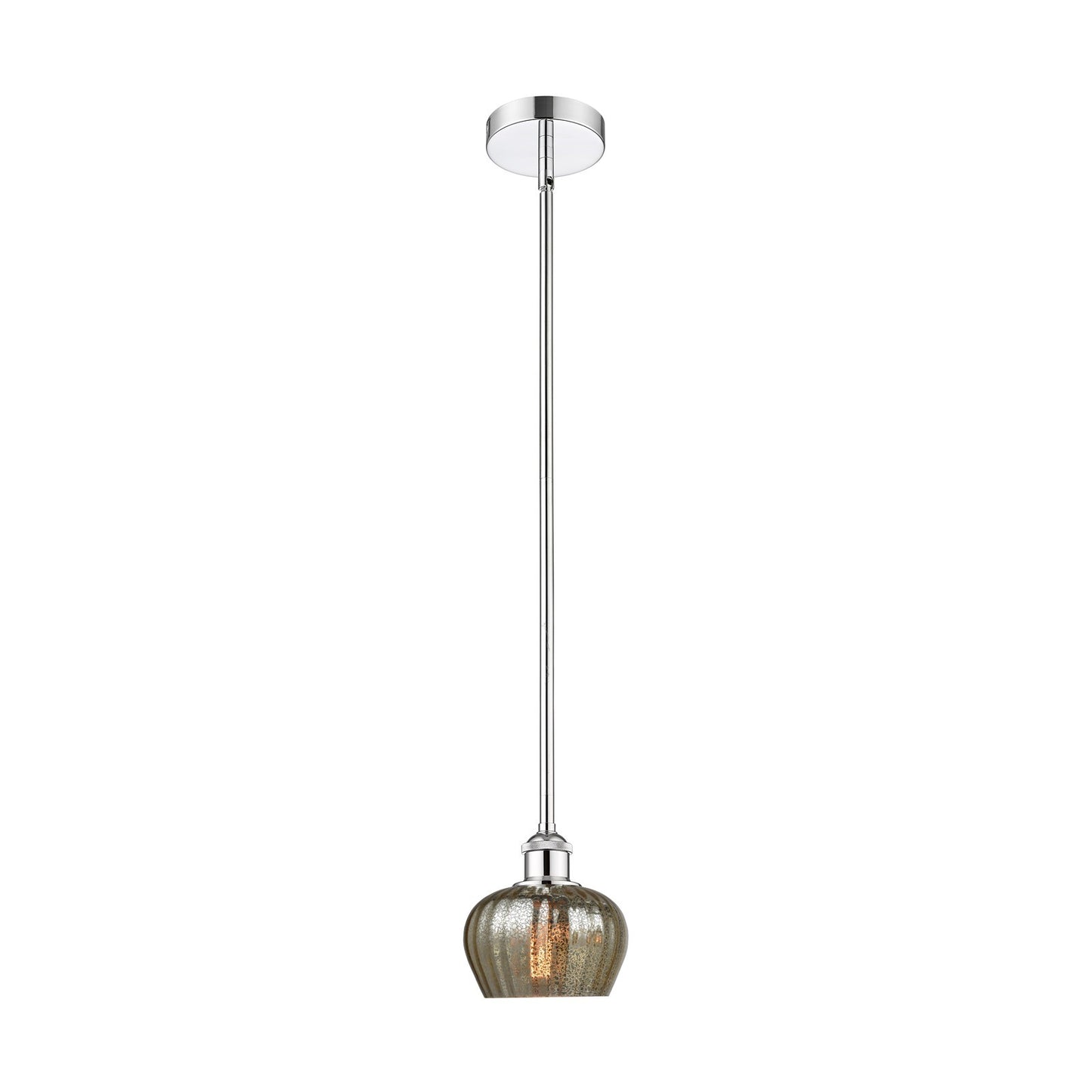 Innovations Fenton 1-Light 7in Mini Pendant | Industrial Polished Chrome Steel and Mercury Ribbed Glass | Kitchen Island & Dining | Model 616-1S-PC-G96