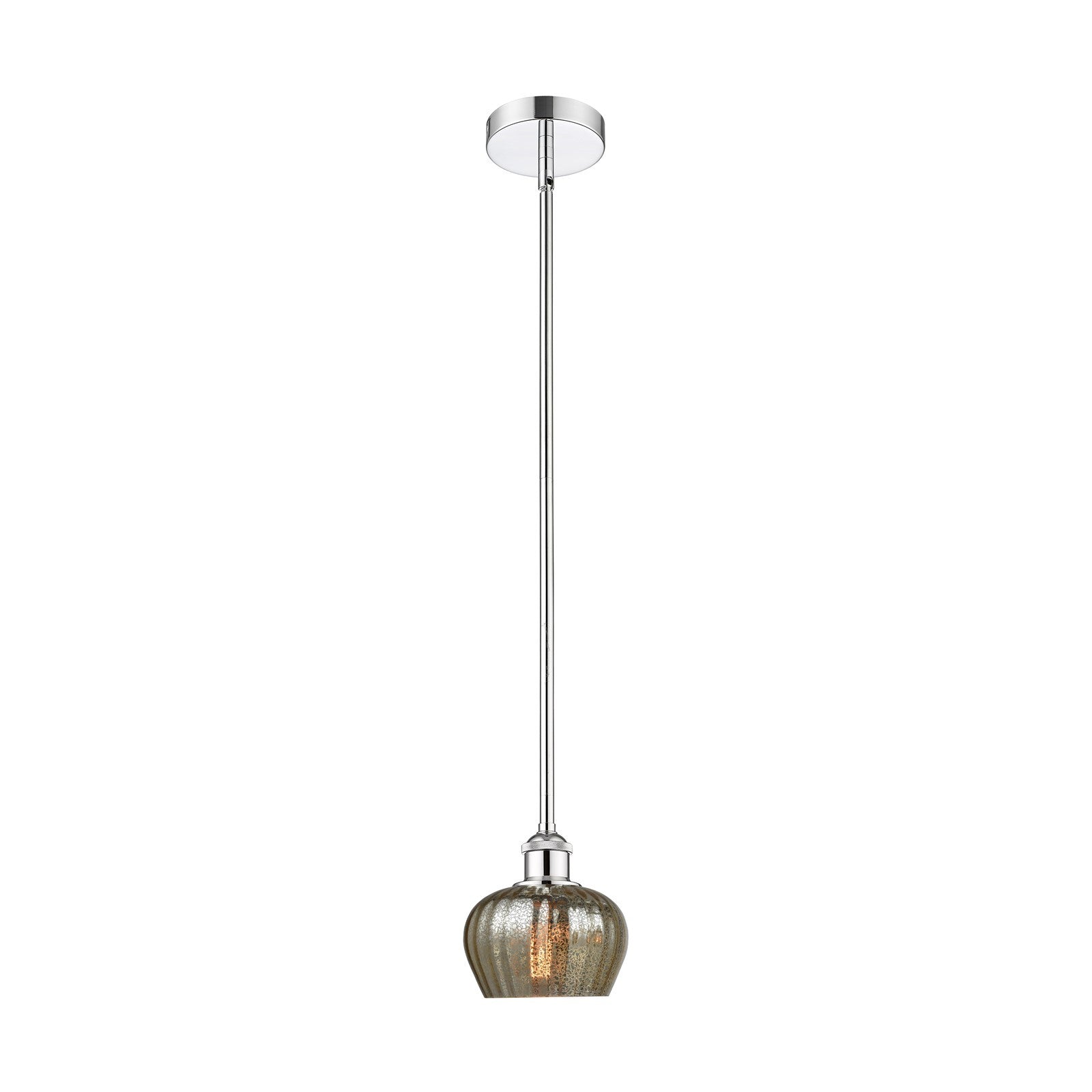 Innovations Fenton 1-Light 7in Mini Pendant | Industrial Polished Chrome Steel and Mercury Ribbed Glass | Kitchen Island & Dining | Model 616-1S-PC-G96