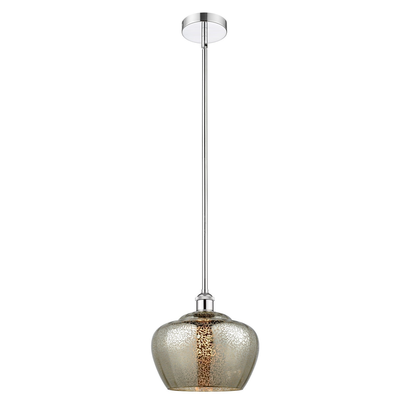 Innovations Fenton 11in 1-Light Mini Pendant | Industrial Polished Chrome and Mercury Ribbed Glass | Kitchen Island & Dining | Model 616-1S-PC-G96-L-LED