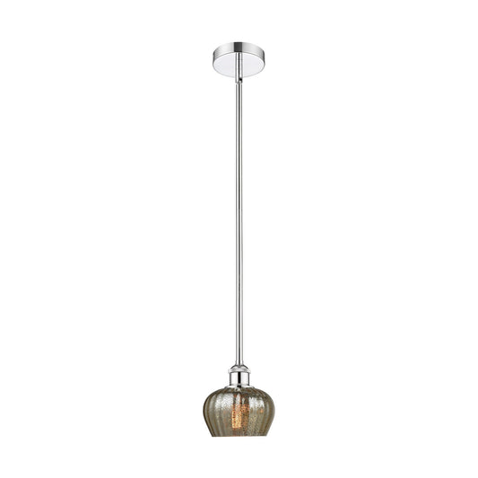Innovations Fenton 7in 1-Light Mini Pendant | Art Nouveau Polished Chrome Steel and Mercury Ribbed Glass | Kitchen Island & | Model 616-1S-PC-G96-LED