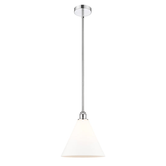 Innovations Berkshire 12in 1-Light Mini Pendant | Industrial Polished Chrome and Matte White Glass | Kitchen Island & Dining | Model 616-1S-PC-GBC-121-LED