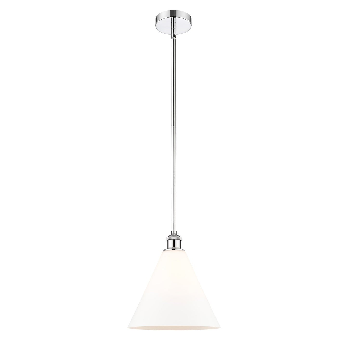 Innovations Berkshire 12in 1-Light Mini Pendant | Industrial Polished Chrome and Matte White Glass | Kitchen Island & Dining | Model 616-1S-PC-GBC-121-LED