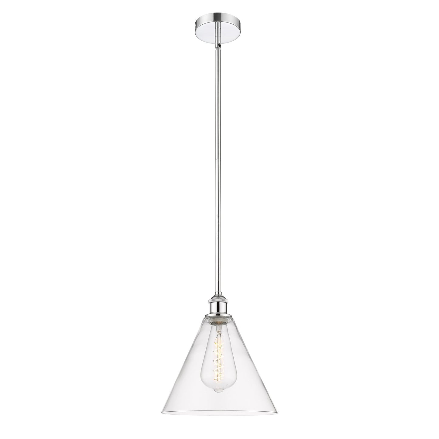 Innovations Berkshire 12in 1-Light Mini Pendant | Industrial Polished Chrome Steel and Clear Glass | Kitchen Island & Dining | Model 616-1S-PC-GBC-122-LED