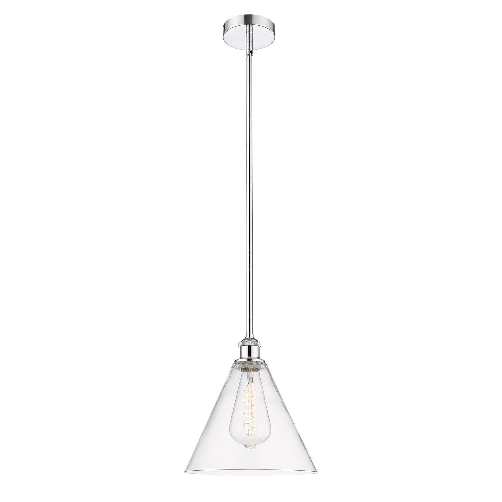 Innovations Berkshire 12in 1-Light Mini Pendant | Industrial Polished Chrome Steel and Clear Glass | Kitchen Island & Dining | Model 616-1S-PC-GBC-122-LED