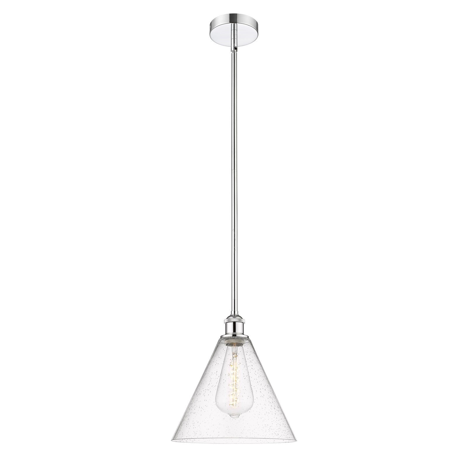 Innovations Berkshire 12in 1-Light Mini Pendant | Industrial Polished Chrome Steel and Seedy Glass | Kitchen Island & Dining | Model 616-1S-PC-GBC-124