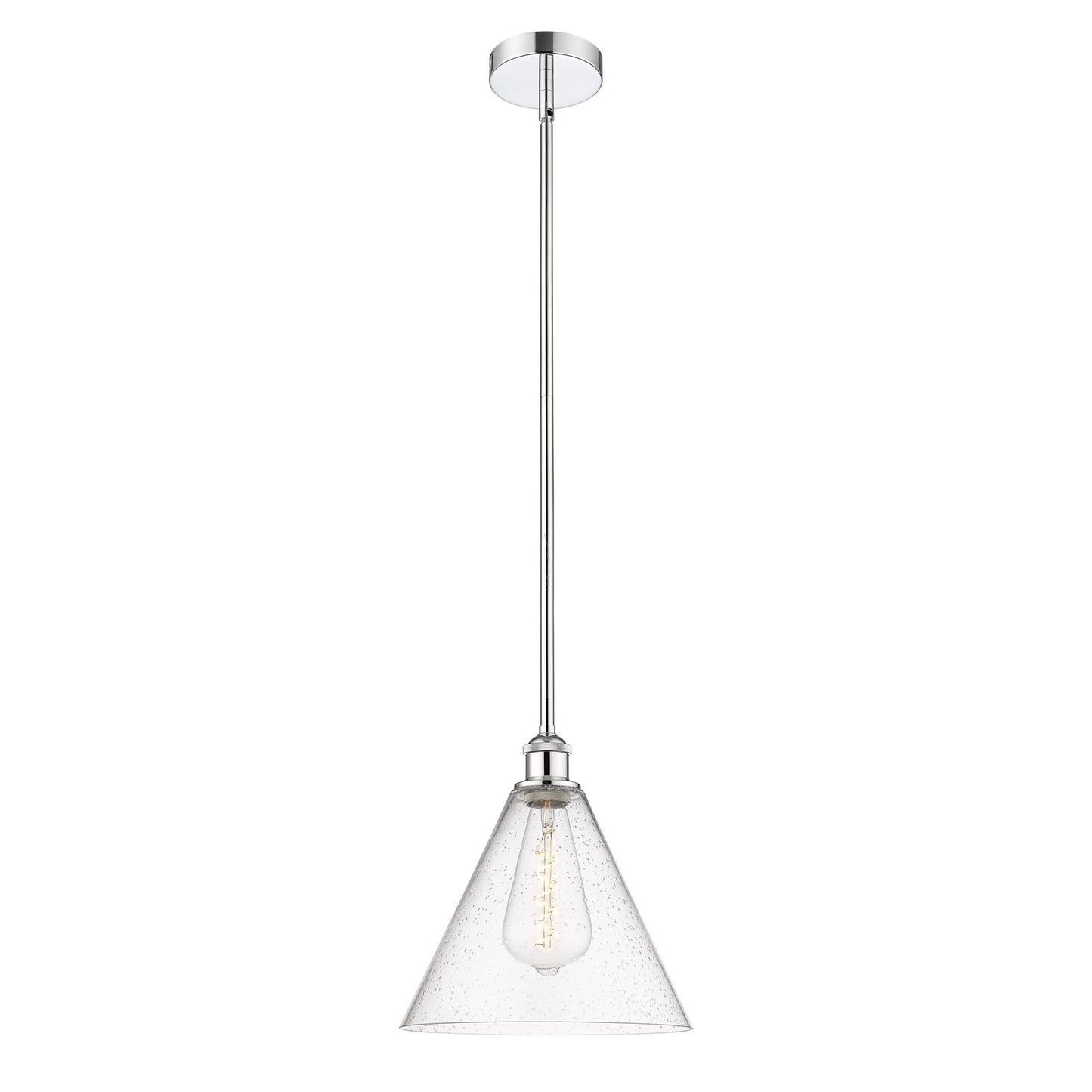Innovations Berkshire 12in 1-Light Mini Pendant | Industrial Polished Chrome Steel and Seedy Glass | Kitchen Island & Dining | Model 616-1S-PC-GBC-124