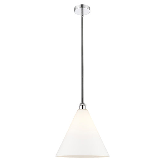 Innovations Berkshire Glass 16in 1-Light Pendant | Industrial Polished Chrome and Matte White Glass | Kitchen Island & | Model 616-1S-PC-GBC-161-LED
