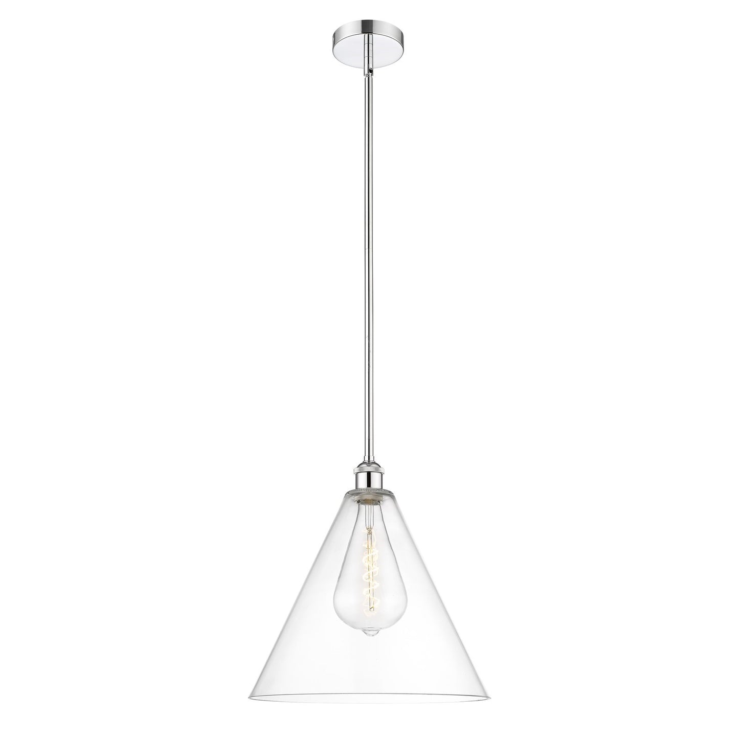 Innovations Berkshire 16in 1-Light Pendant | Industrial Polished Chrome Steel and Clear Glass | Kitchen Island & Dining Room | Model 616-1S-PC-GBC-162