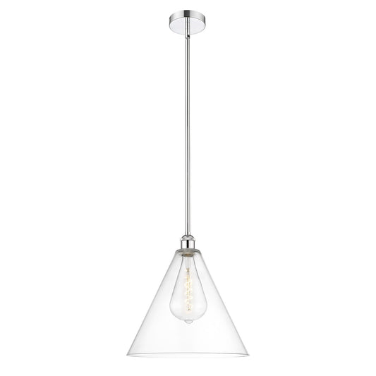 Innovations Berkshire 16in 1-Light Pendant | Industrial Polished Chrome Steel and Clear Glass | Kitchen Island & Dining Room | Model 616-1S-PC-GBC-162