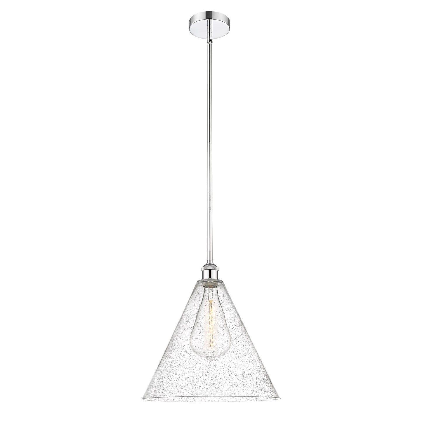 Innovations Berkshire 16in 1-Light Pendant | Industrial Polished Chrome Steel and Seedy Glass | Kitchen Island & Dining Room | Model 616-1S-PC-GBC-164