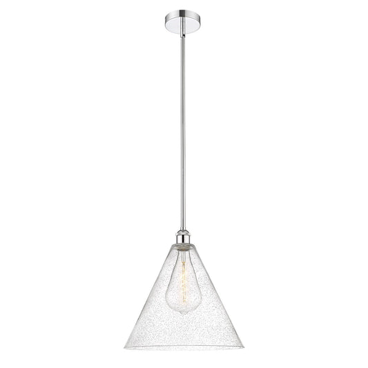 Innovations Berkshire Glass 16in 1-Light Pendant | Industrial Polished Chrome Steel and Seedy Glass | Kitchen Island & | Model 616-1S-PC-GBC-164-LED