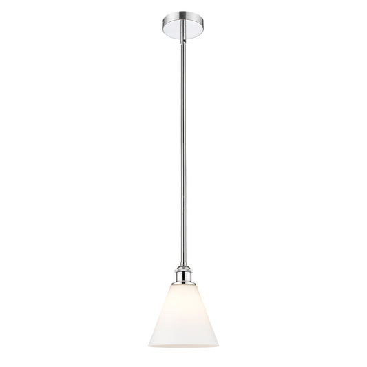 Innovations Berkshire 8in 1-Light Mini Pendant | Industrial Polished Chrome and Matte White Glass | Kitchen Island & Dining | Model 616-1S-PC-GBC-81-LED
