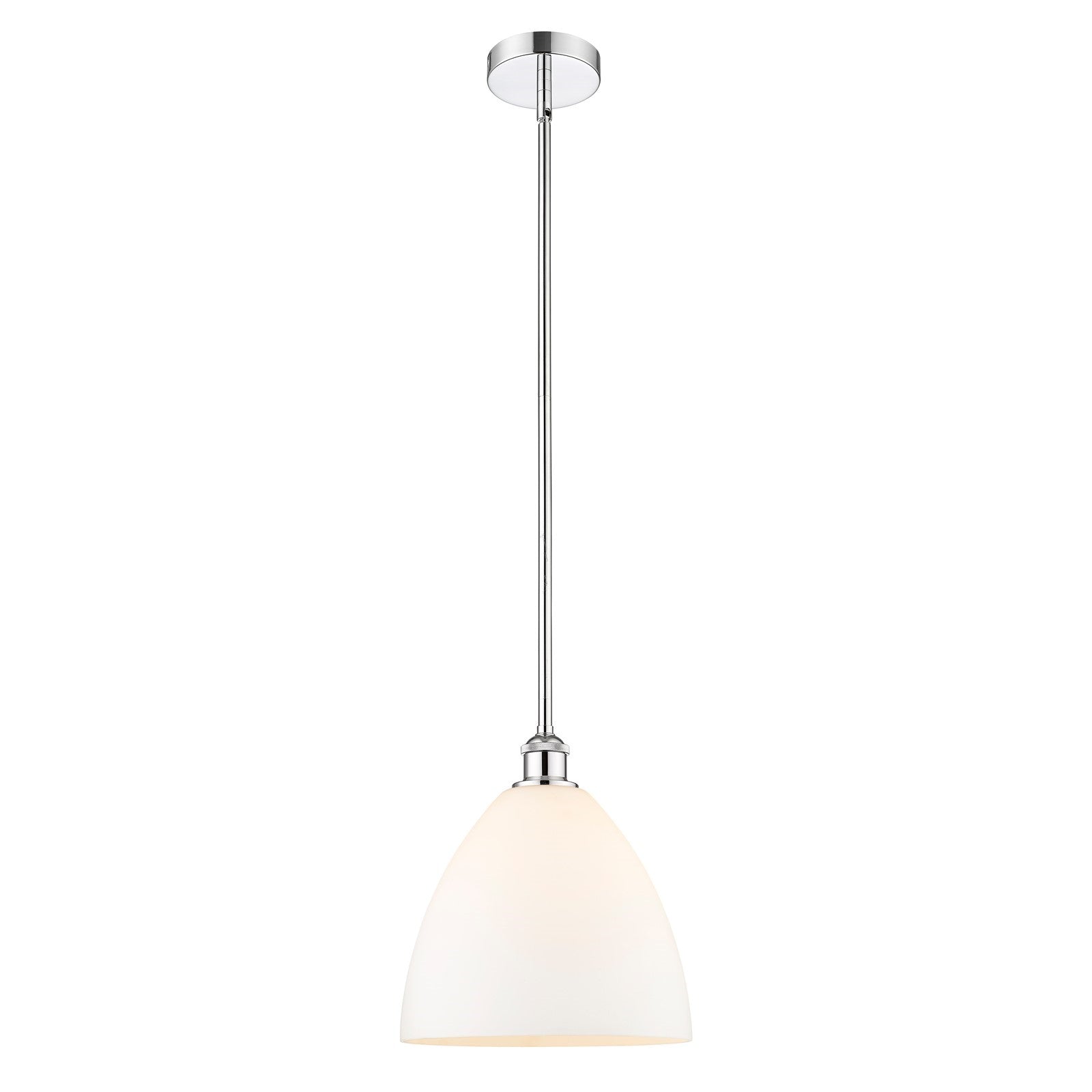 Innovations Bristol 12in 1-Light Mini Pendant | Industrial Polished Chrome Steel and Matte White Glass | Kitchen Island & Dining | Model 616-1S-PC-GBD-121