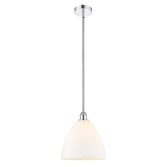 Innovations Bristol 12in 1-Light Mini Pendant | Industrial Polished Chrome Steel and Matte White Glass | Kitchen Island & Dining | Model 616-1S-PC-GBD-121