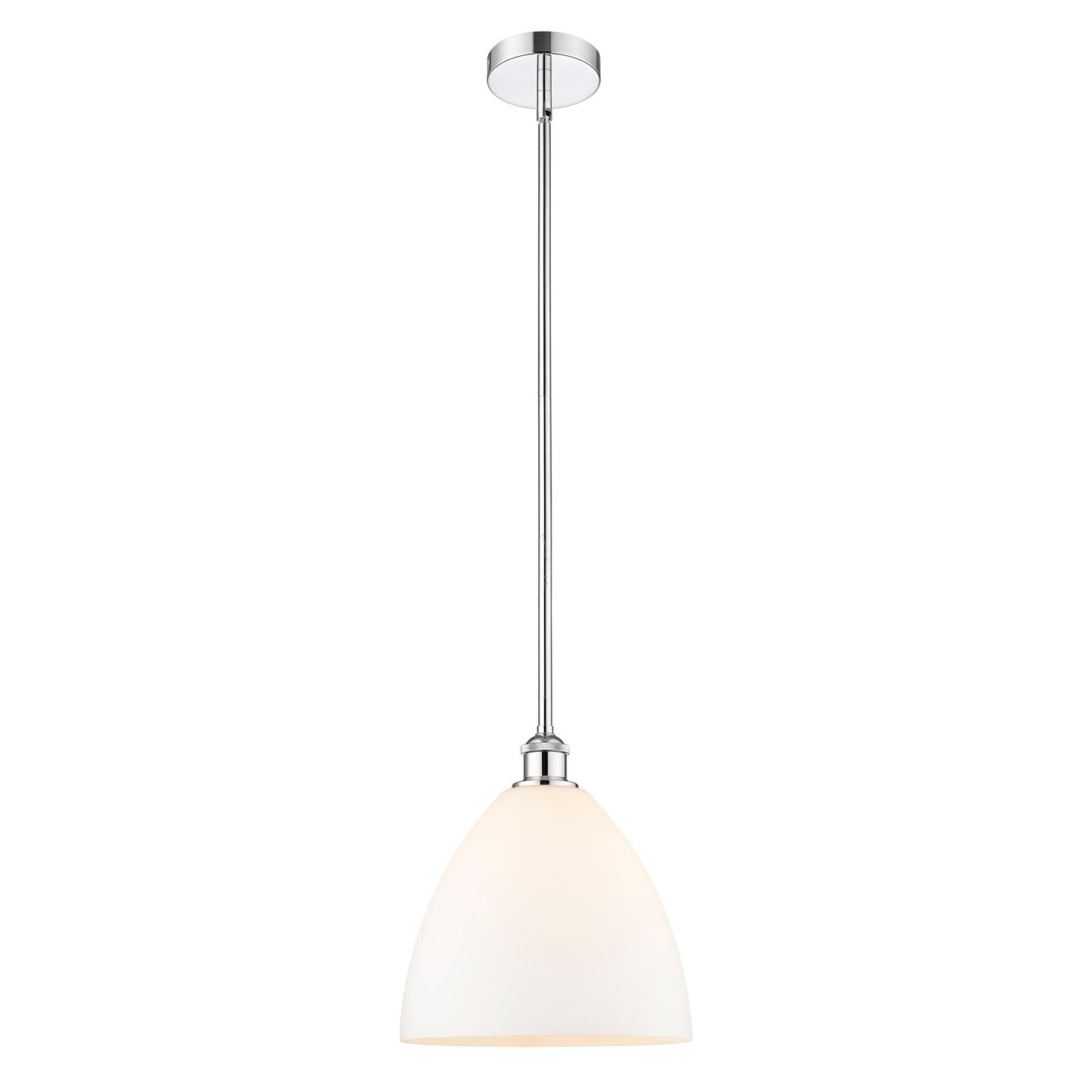 Innovations Bristol 12in 1-Light Mini Pendant | Industrial Polished Chrome Steel and Matte White Glass | Kitchen Island & | Model 616-1S-PC-GBD-121-LED