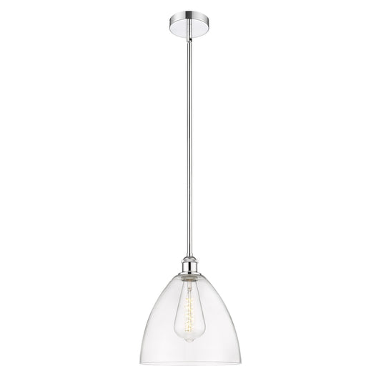 Innovations Bristol 12in 1-Light Mini Pendant | Industrial Polished Chrome Steel and Clear Glass | Kitchen Island & Dining Room | Model 616-1S-PC-GBD-122