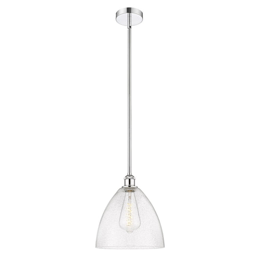 Innovations Bristol 12in 1-Light Mini Pendant | Industrial Polished Chrome Steel and Seedy Glass | Kitchen Island & Dining | Model 616-1S-PC-GBD-124-LED