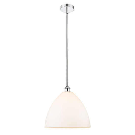 Innovations Bristol 16in 1-Light Pendant | Industrial Polished Chrome Steel and Matte White Glass | Kitchen Island & Dining | Model 616-1S-PC-GBD-161-LED