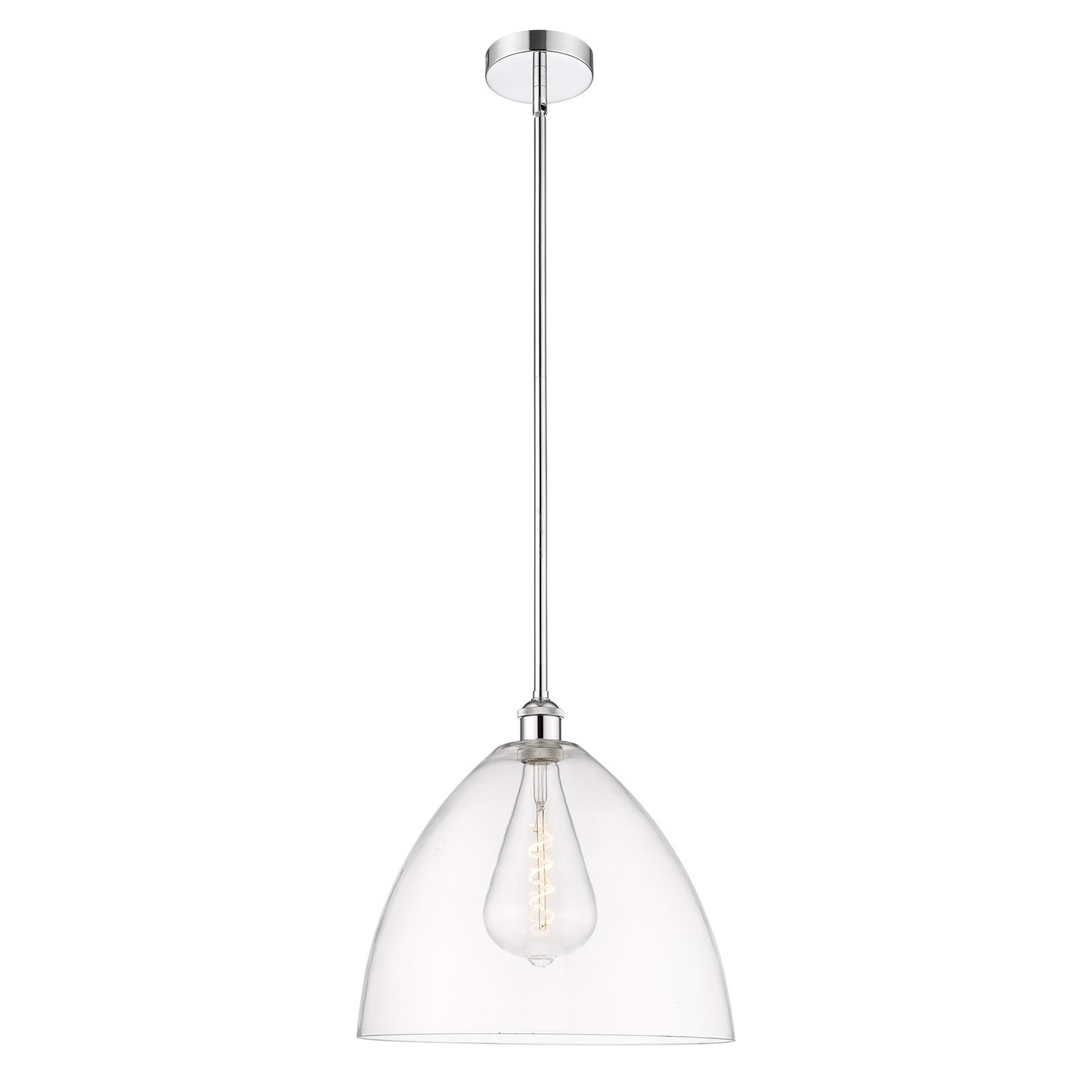 Innovations Bristol 16in 1-Light Pendant | Industrial Polished Chrome Steel and Clear Glass | Kitchen Island & Dining Room | 16 | Model 616-1S-PC-GBD-162