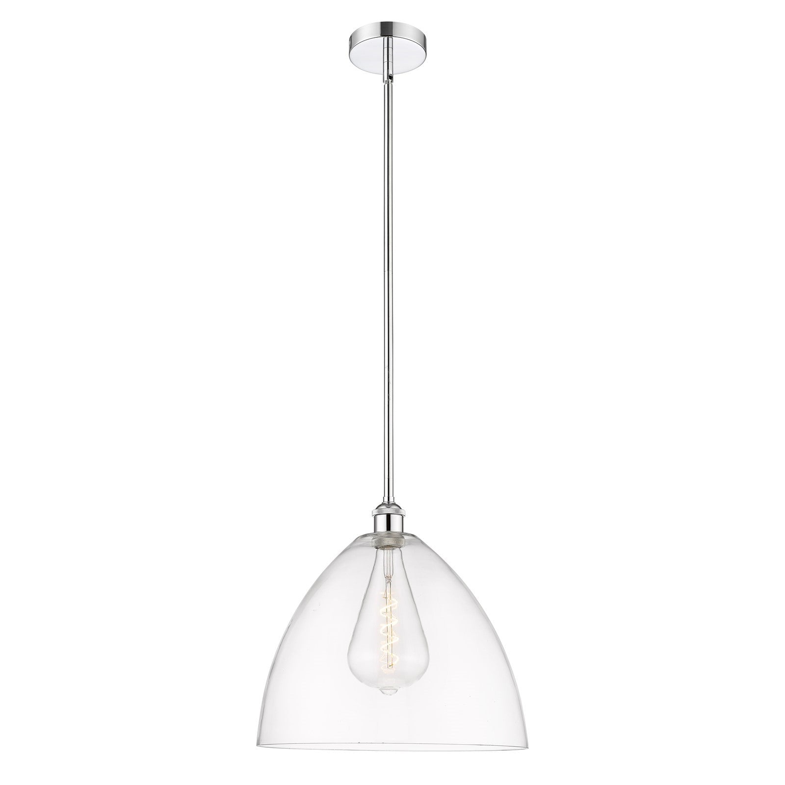 Innovations Bristol 16in 1-Light Pendant | Industrial Polished Chrome Steel and Clear Glass | Kitchen Island & Dining Room | 16 | Model 616-1S-PC-GBD-162
