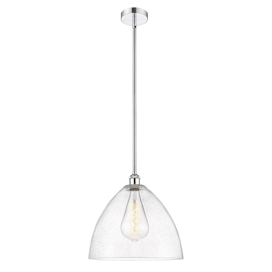 Innovations Bristol 16in 1-Light Pendant | Industrial Polished Chrome Steel and Seedy Glass Dome | Kitchen Island & Dining Room | Model 616-1S-PC-GBD-164