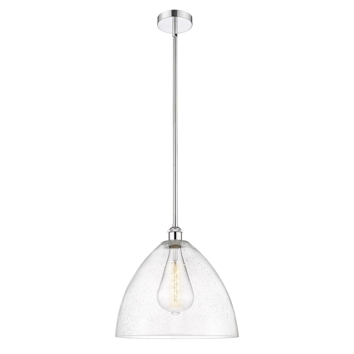 Innovations Bristol 16in 1-Light Pendant | Industrial Polished Chrome Steel and Seedy Glass Dome | Kitchen Island & Dining Room | Model 616-1S-PC-GBD-164