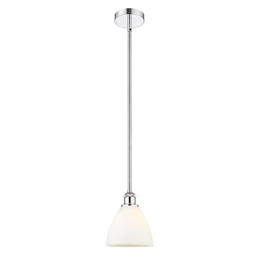 Innovations Bristol 8in 1-Light Mini Pendant | Industrial Polished Chrome Steel and Matte White Glass | Kitchen Island & Dining | Model 616-1S-PC-GBD-751