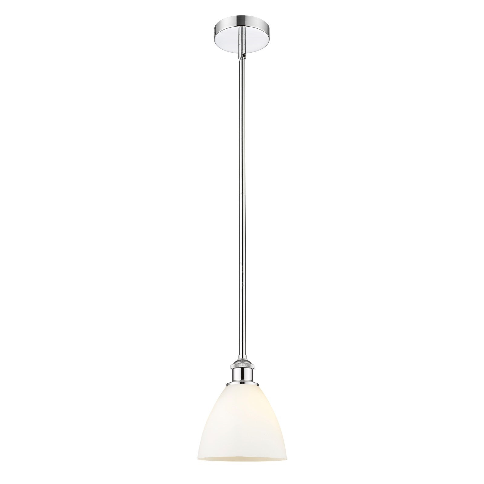 Innovations Bristol 8in 1-Light Mini Pendant | Industrial Polished Chrome Steel and Matte White Glass | Kitchen Island & Dining | Model 616-1S-PC-GBD-751